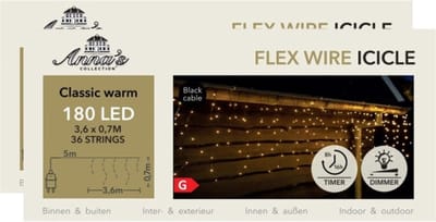Anna's Collection Ijspegelverlichting - 2x -180 led lampjes - warm wit - 360 x 70 cm- lichtsnoer - kerstverlichting
