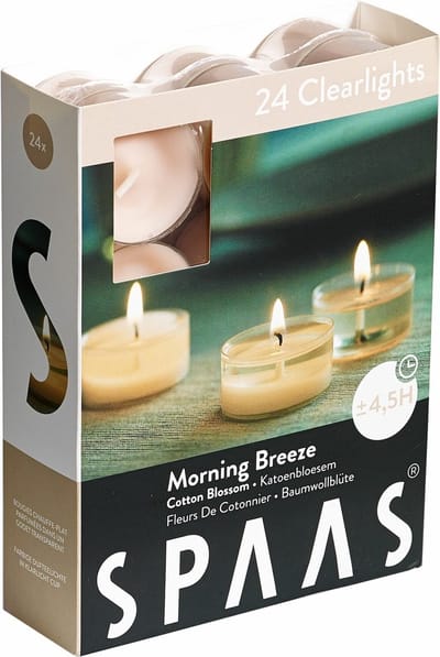 Spaas Geurende Clearlights Theelichten Kaarsen - Morning Breeze - circa 4,5u - 72 stuks
