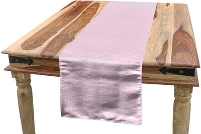 ABAKUHAUS Tafelrunner – Stippenpatroon Vintage Nurse – 40x180 cm – wit/roze
