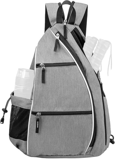 Pickleball Tas, Pickleball Rugzak Pickleball Tassen Verstelbare Sling Bag Pickleball Paddle Cover voor Dames Heren (Lichtgrijs)