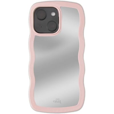 xoxo Wildhearts Wavy mirror case Pink telefoonhoesje - Geschikt voor iPhone 13 - Golvend spiegelhoesje - Wolken hoesje - Schokbestendig - Cloud case - Silicone case met spiegel - Roze