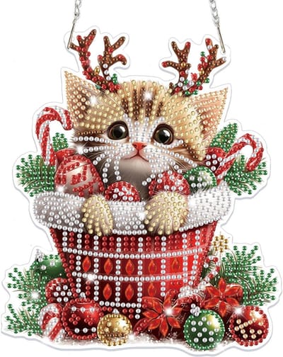 Kerst Diamant Schilderen Hangende Ornamenten voor Volwassenen en Kinderen, Speciale Vormen Kristal Kunst Kits voor Raamdecoratie en Wanddecoratie