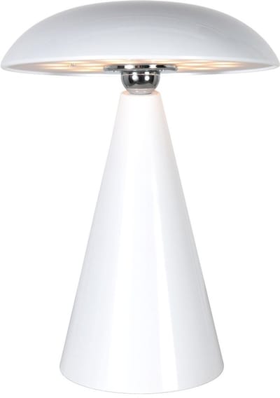 Tafellamp Mush 4856W - glanzend wit, oplaadbare kunststof lamp met kantelbare kap, 16 cm diameter, van Anne Light Home