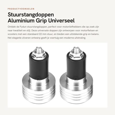 Dailygoods- Stuuruiteinden Aluminium - Motor Handvatten - Universeel 22 mm - 2 Stuks - Gewicht Balansplug - Lengte 54 mm - Motorhandvat