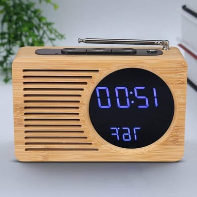 Digitale Wekker - Tafelklok FM-radio - Wakker Worden - Bamboe en Hout - 175 mm - Niet gespecificeerd
