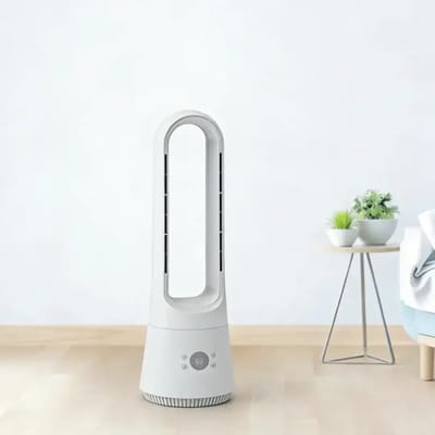 Ventilator - Torenventilator - Luchtzuivering - Elektrische Ventilator - Bladloos - Ultra Stil - 8 Windsnelheden - Armomafunctie - Met Afstandsbediening - Timerfunctie - Zilver - Modern Design - Bureau - Slaapkamer - Woonkamer - Kantoor