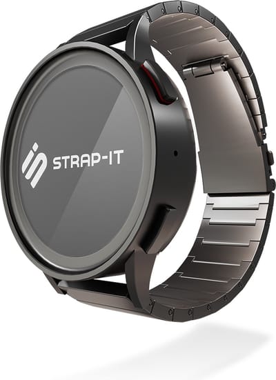 Strap-it Luxe titanium horlogeband - geschikt voor Huawei Watch GT 2 Pro / GT / GT 2 / GT 3 / GT 3 Pro 46mm / GT 4 46mm / GT 5 (Pro) - 46mm / GT 4 46mm / GT Runner / Watch 3 - Pro / Watch 4 (Pro) / Watch Ultimate - donkergrijs