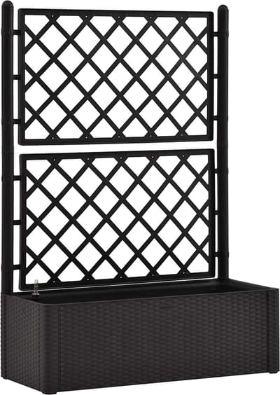 Plantenbak met klimrek - Bloembak - Weerbestendig - Met trellis - Buiten - Plantenrek - Rechthoekig - Antraciet