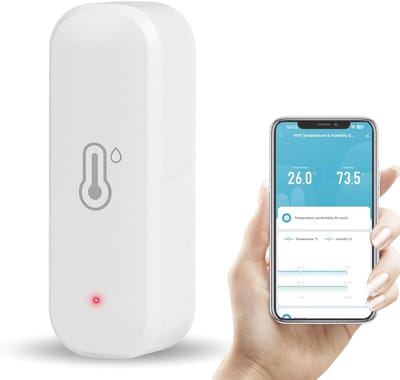 Slimme WiFi Temperatuur en Vochtigheid Sensor voor Binnen - Real-time Monitoring met App
