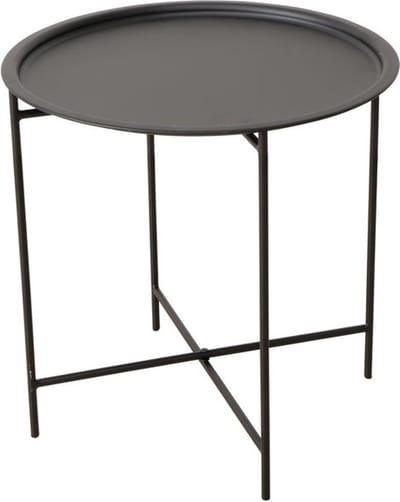 Boltze bijzettafel Rocko zwart metaal 46 cm inclusief dienblad