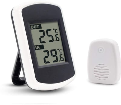 Compacte Draadloze Temperatuurmeter – Met Buitensensor, LCD-display, Nauwkeurig voor Huis & Kantoor (Wit)