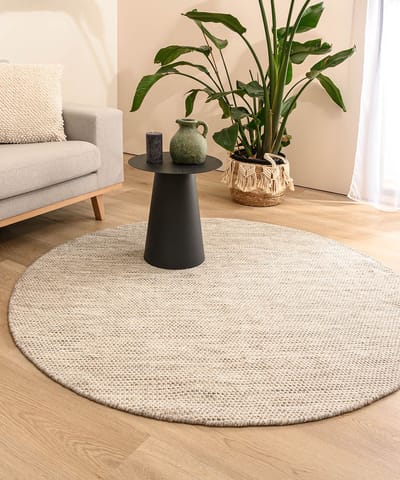 Rond wollen vloerkleed - Ulstein naturel/grijs 150