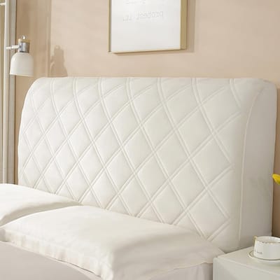 Beschermhoes voor hoofdbord van bed - Stofdicht en Stretch - Gebroken Wit - 190 cm