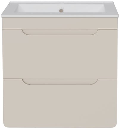 Vente-unique Zwevend badkamermeubel met inbouwwaskom - Beige - 60 cm - ARUBA