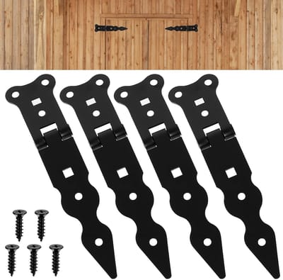 4 stuks T-deurscharnieren 155 mm voor tuinpoort en schuurdeur - Zwart, staal