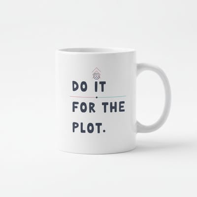 Inspirerende Tekst Mok 330 ml – “Do It for the Plot” Minimalistische Koffie- & Theemok Cadeau