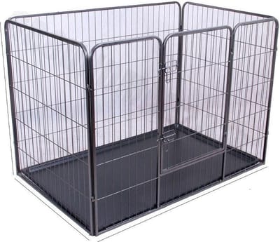 Puppyren Puppykennel met pvc lade 91x 63 x 61cm H Zwart gecoat