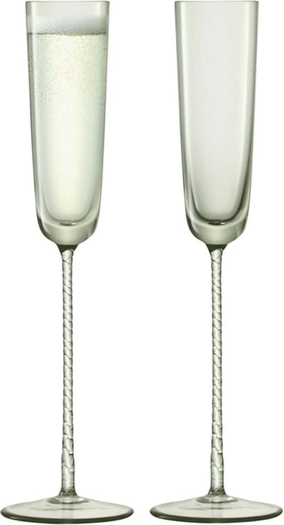 L.S.A. - Champagne Theatre Champagne Flute 120 ml Set van 2 Stuks - Glas - Groen