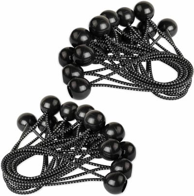 Tensioners met Bal voor Tent en Gazebo, 50 Stuks, Zwarte Rekrubber voor Zeilen en Outdoor Activiteiten