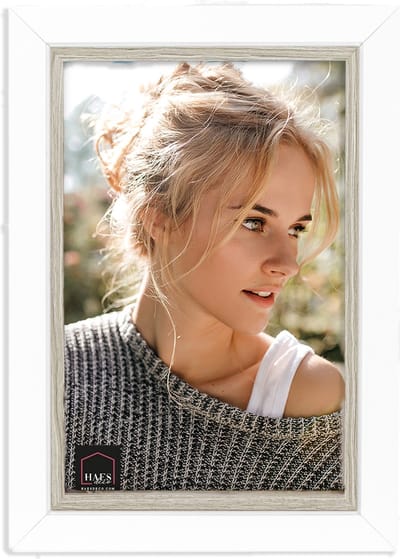 HAES DECO - Houten Fotolijst Fevik in wit met grijs voor 1 foto 10x15 - CD546HS