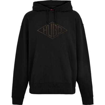 Hugo Heren Dacorolo katoenen hoodie met geborduurd logo (Zwart)