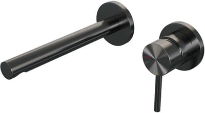 Brauer Gunmetal Edition Inbouw Wastafelmengkraan met Rechte Uitloop en Rozetten Model A1 Gunmetal Geborsteld PVD