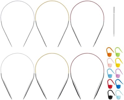 Dailygoods- Cirkelbreinaalden Set 16 Inch - 6 Maten US 0/2.0mm - US 2.5/3.0mm - US 6/4mm - US 8/5mm - US 10/6mm - Roestvrij Staal Met Magic Loop - Rondbreinaalden