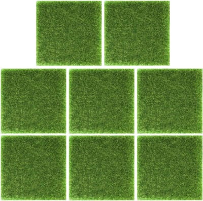 Kunstgras Matten - Mos Decoratie - Creatief Gebruik - Moeiteloos Onderhoud - 8 Stuks 15x15cm - Groen