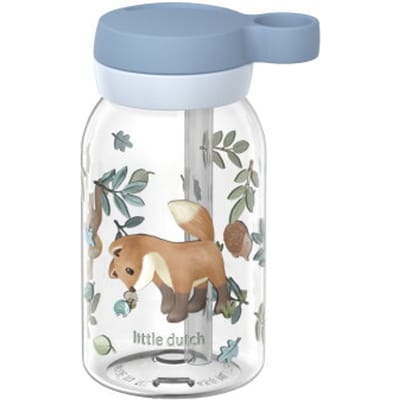 Mepal Drinkfles met rietje Campus - 450 ml - Waterfles kinderen - Lekdicht - Hygiënische draaideksel - Forest Friends