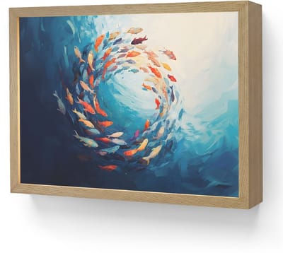 Wandlamp 40x30 cm - Oplaadbaar - Zee - Vissen - Kleurrijk - Dynamisch - Wandlampen binnen woonkamer - Slaapkamer lamp - Decoratieve nachtlamp - Vloerlamp draadloos