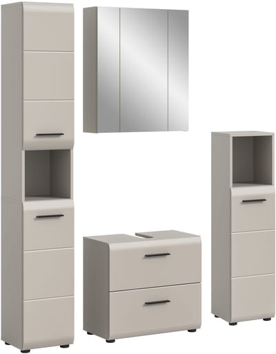 Badcombinatie Kasjmier - Moderne Hoge Kast met Spiegel - 150x185 cm