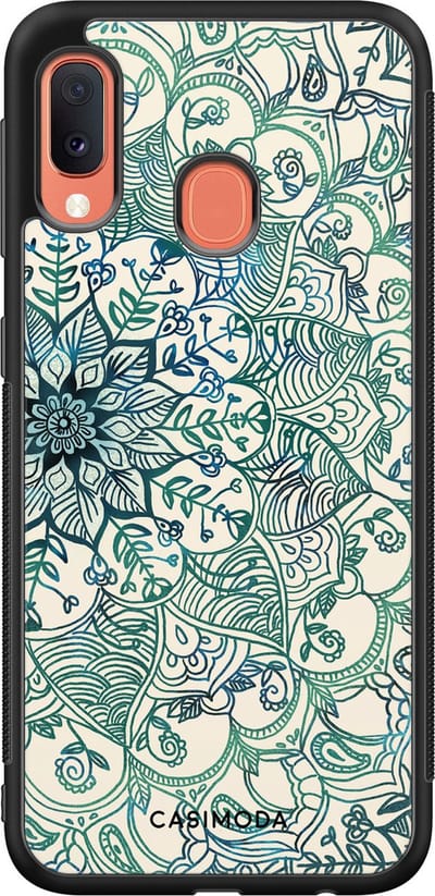 Casimoda® hoesje - Geschikt voor Samsung Galaxy A20e - Mandala Blauw - Zwart TPU Backcover - Geometrisch patroon - Blauw