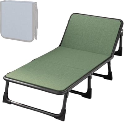 Opklapbaar Bed - Logeerbed Draagbaar - Ontspanning Buiten - 6-standen Rugsteun - 190x63cm - Groen
