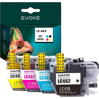 Evoke Compatibele Inkt voor Brother Lc-462 Lc462 4X Cmyk: Zwart, Cyaan, Magenta, Geel 105 ml 7500 Pagina's Mfc-J2340Dw J3540Dw J3940Dw
