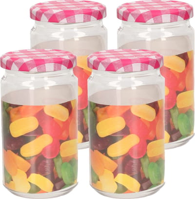 Plasticforte Weckpot/inmaakpot Classic - 4x - 450ml - kunststof - draaideksel - roze - D7 x H13 cm