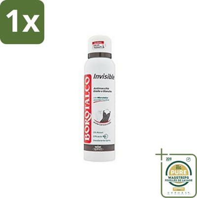 1 x Borotalco - Deodorant Spray - Invisible - Barrier Effect Talc - 0% Alcohol - 150 ml- Deodorant Spray - Vlekken Voorkomen - Zweet Absorberen - Droge Huid - 0% Alcohol