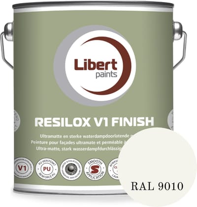 Libert Resilox V1 Finish – Ultramatte Siloxaan Gevelverf – Waterdampdoorlatend & Waterafstotend – Wit RAL 9010 – 2,5L