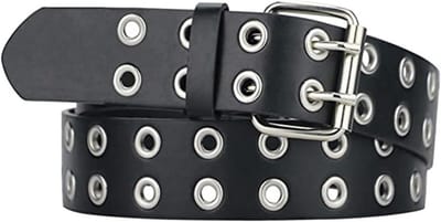 Dubbele Gaatjes Leren Riem met Studs in Zwart voor Mannen en Vrouwen - Punk, Gothic, Hip Hop Riem voor Broeken en Jurken