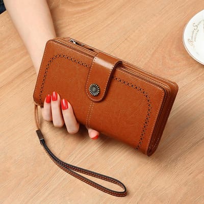 Portemonnee Dames Nieuwe Muntportemonnee Herfst Ins Stijl Niche Design Leer Kleine Tas Lange Portemonnee Handtas brown