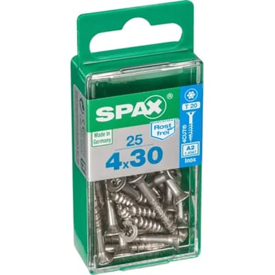 Spax Universele Schroef T-star Rvs Verzonken Kop Torx T20 - 4x30mm - 25 Stuks