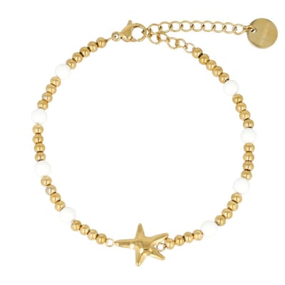 My Bendel - Goudkleurige Armband met Zeester en Aventurine Edelstenen - met Luxe Cadeauverpakking | Sieraden Voor Dames