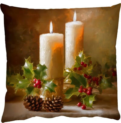 Sierkussens - Kussentjes Woonkamer - 50x50 cm - Kaarslicht - Kerst - Veelkleurig