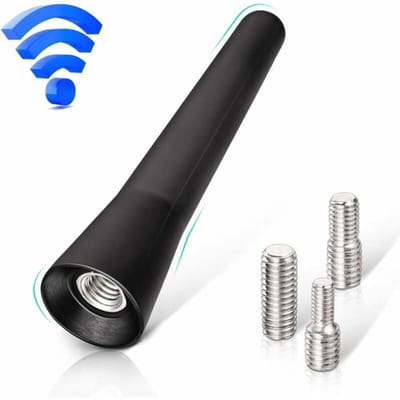 Ynkkvre -Korte DAB Auto Antenne 6,5 cm – RVS FM AM DAB+ Antenne – Toolloze Montage met 4/5/6 mm Adapter – Waterdicht & Roestvrij – Universeel voor Auto