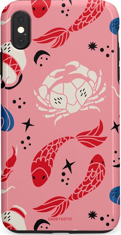 Casetastic hoesje geschikt voor Apple iPhone XS Max - Dubbellaagse bescherming - Zodiac in kleur - Fashion Case - Lichtroze Koraal Perzik
