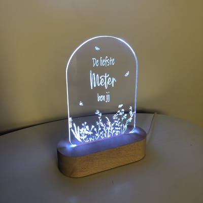 Nachtlamp (LED) liefste Meter | bloemen | meter vragen | meter worden | peettante vragen | peettante worden | doosje met een vraag | cadeau | origineel | allerliefste van de wereld