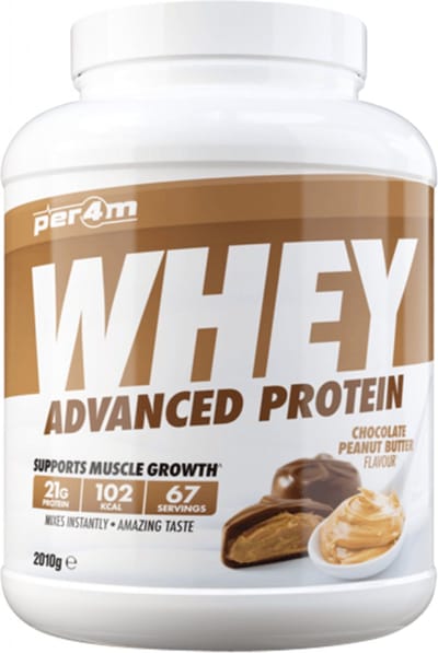 Per4m - Advanced Whey Protein - Chocolate Peanut Butter - Proteine poeder - Eiwit shake - Eiwitpoeder - 2.01kg - Whey Protein - Eiwitshakes - Whey Proteine - Protein - Proteine - Proteine Shake - Shake - Fitness - Krachttraining - Gym