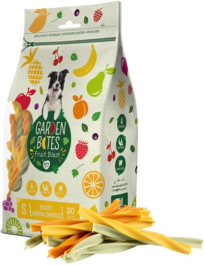 duvoplus Garden Bites - Fruity Dental Swirls Hondensnacks - Hondensnoepjes - Vegetarisch & Glutenvrij - Small 30st