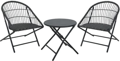 Bistroset - 3-Delig - Tuinset 2 Stoelen met Bijzettafel - Metaal - Vouwbaar
