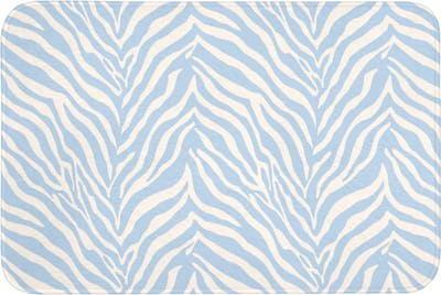 Badmat 90x60 cm - Antislip - Zebra - Motief - Blauw - Wit - Badmatten voor badkamer - Badkamermat - Douchemat - Badkamer mat
