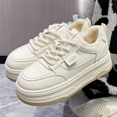 Kleine Witte Schoenen Damesschoenen Lente Nieuwe Leren Boardschoenen Platform Verhoging Dames Casual en Lichtgewicht Sportschoenen 40 white